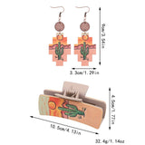 Western Cactus Leather Hair Claw Clips Earring Set_Cwaha0589