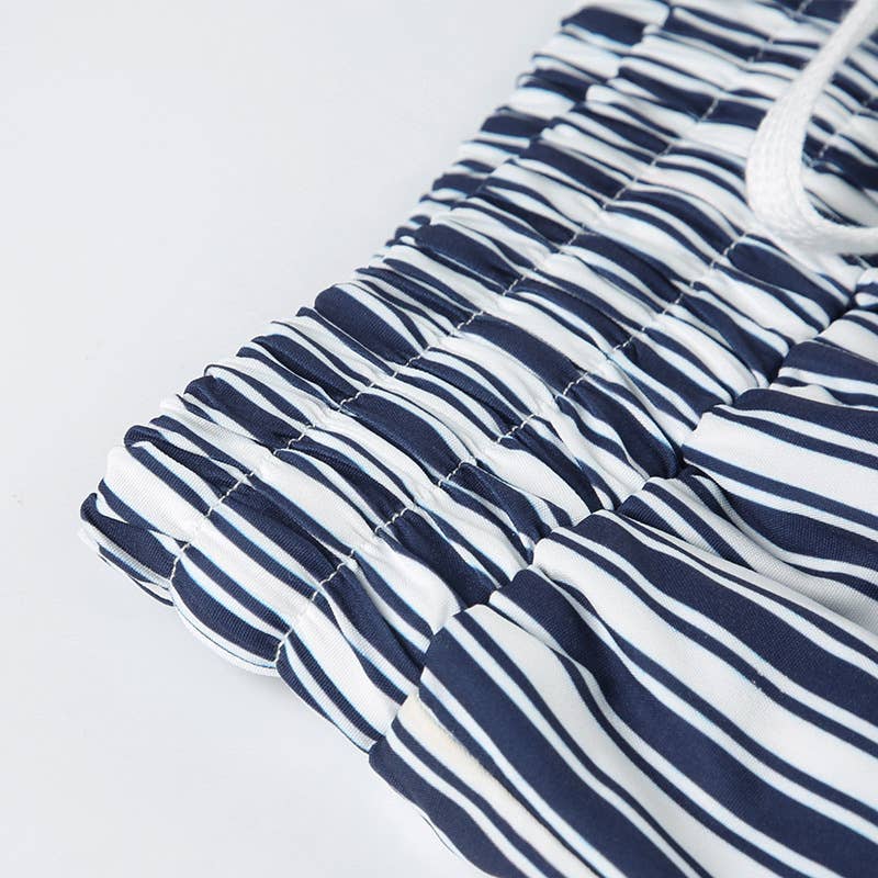 Striped Straight-Leg Wide-Leg Cargo Pants