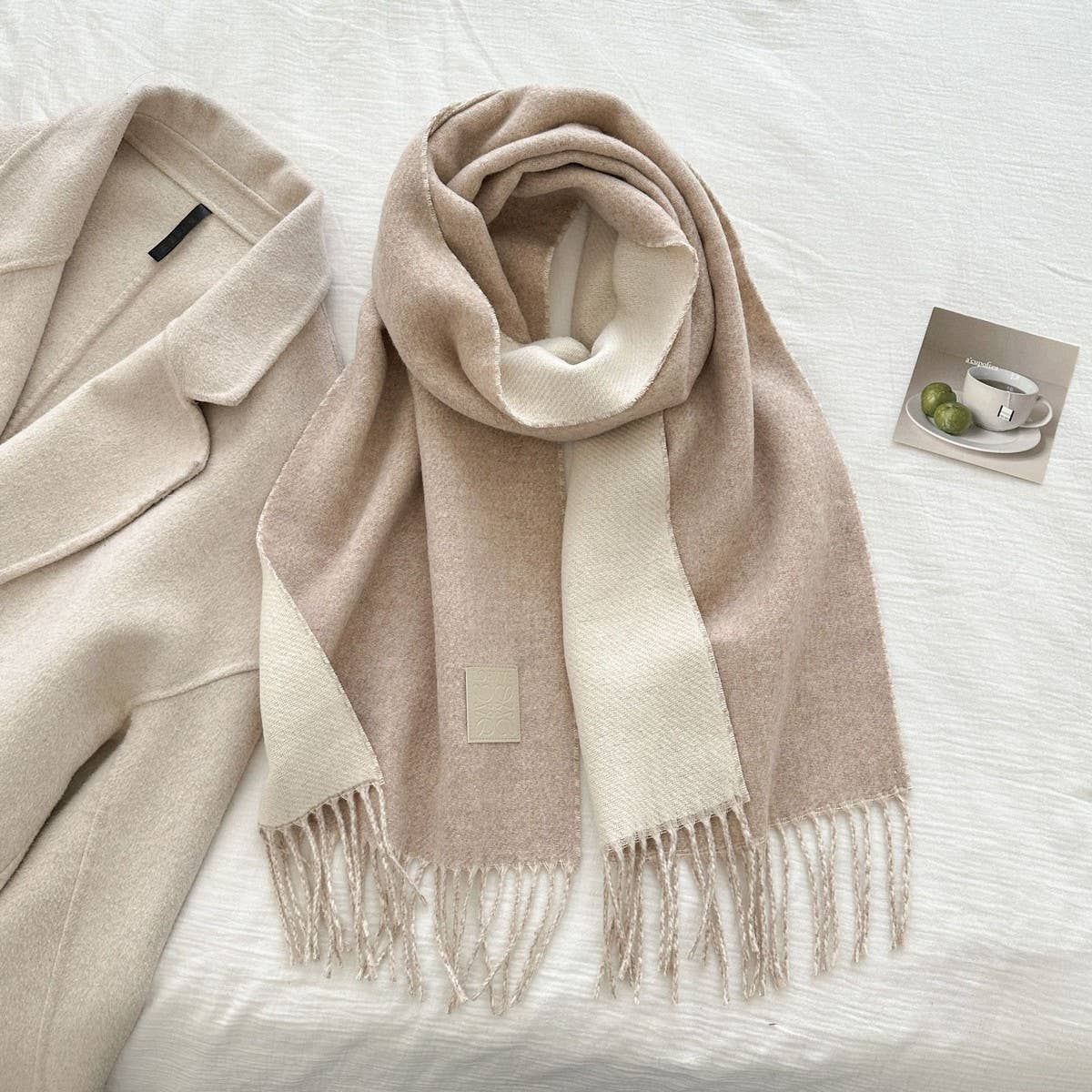 Cwasc03138_Winter Wool Reversible Tassel Scarf For Couples