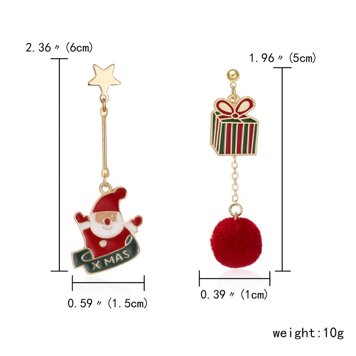 CHRISTMAS STAR BEAR GIFT IRREGULAR EARRINGS_CWAJE2400