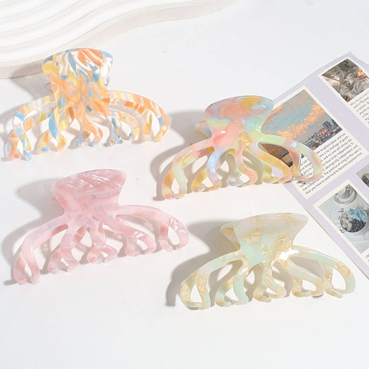 OCTOPUS ACETATE HAIR CLAW COLORFUL FASHION CLIP_CWAHA2211