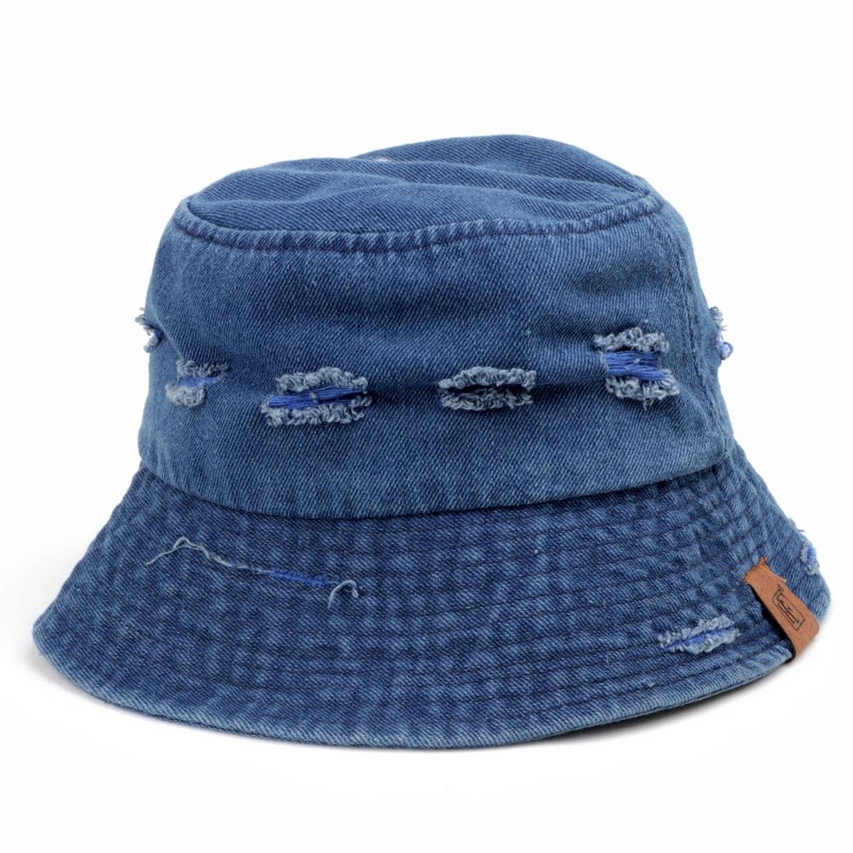 LETTER DENIM HOLE COLORBLOCK BUCKET HAT_CWAH1551