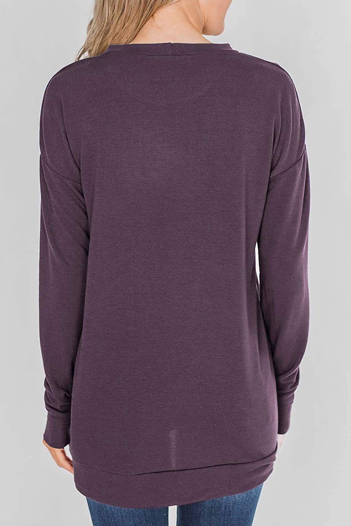 Solid Color Hoodie Crew Neck And Long Sleeves