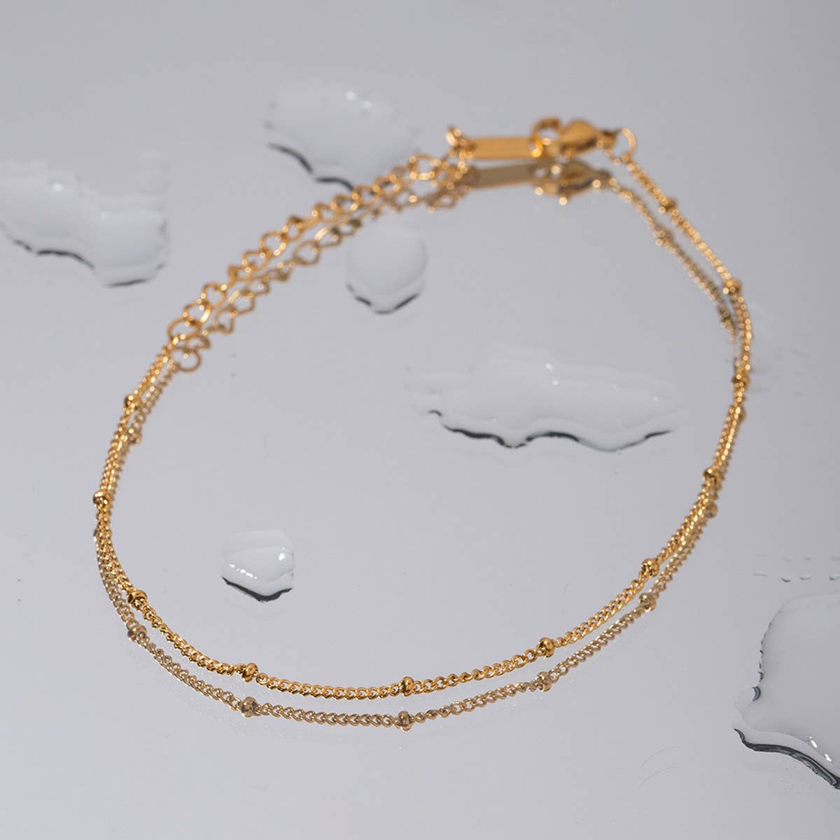 18K GOLD BEADED CHAIN ANKLET NON TARNISH_CWAJE4630