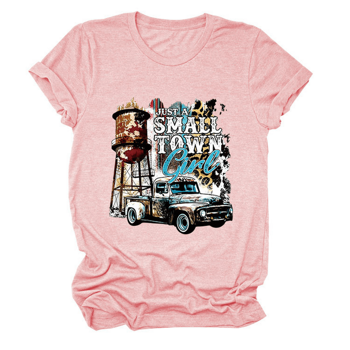 JUST A SMALL TOWN GIRL PRINT T SHIRT LOOSE FIT_CWTTS1525