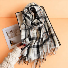 Vintage Plaid Winter Cashmere Feel Tassel Scarf_Cwasc03261