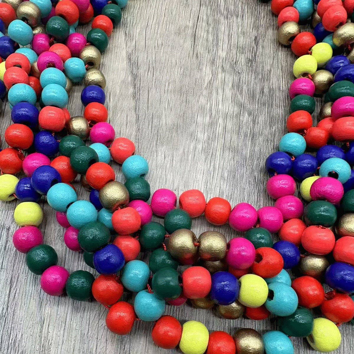 ETHNIC STYLE COLORFUL WOODEN BEADS WOVEN NECKLACE_CWMM4860