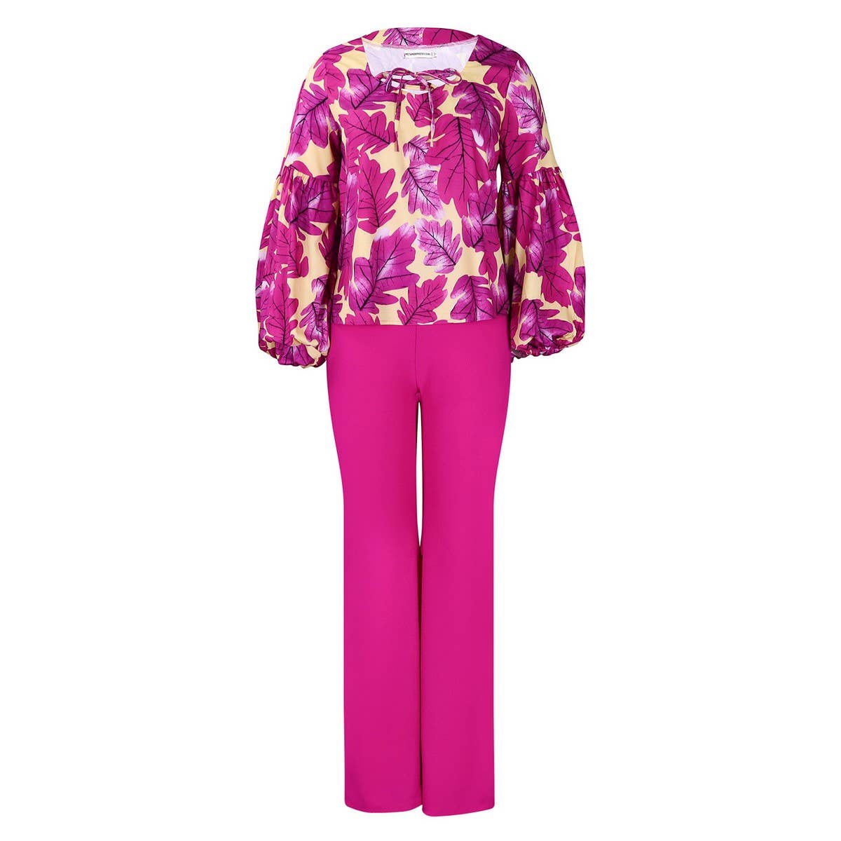 PRINTED TOP AND WIDE LEG PANTS TWO PIECE SET_CWSTB1142