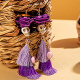HALLOWEEN SKULL TASSEL RICE BEAD EARRINGS_CWAJE2411
