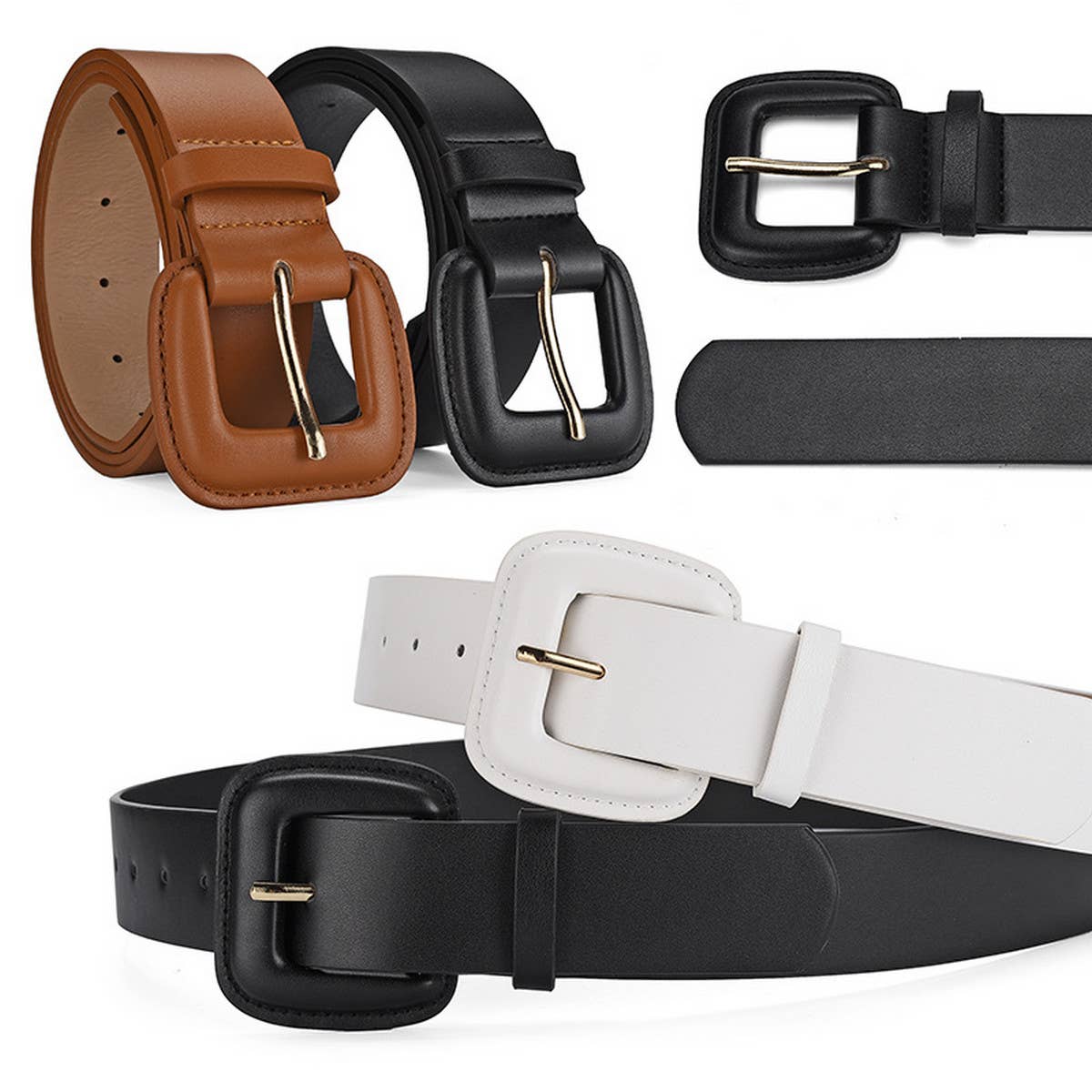 Women New Fashion Buckle Simple Belt_Cwabe0369