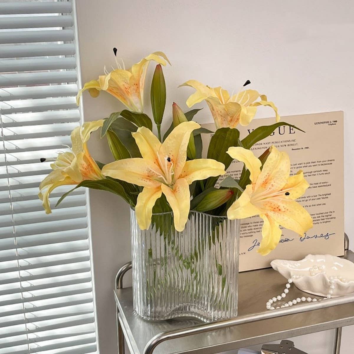Vintage Autumn Artificial Lily With Bud And Bloom_Cwmm6504