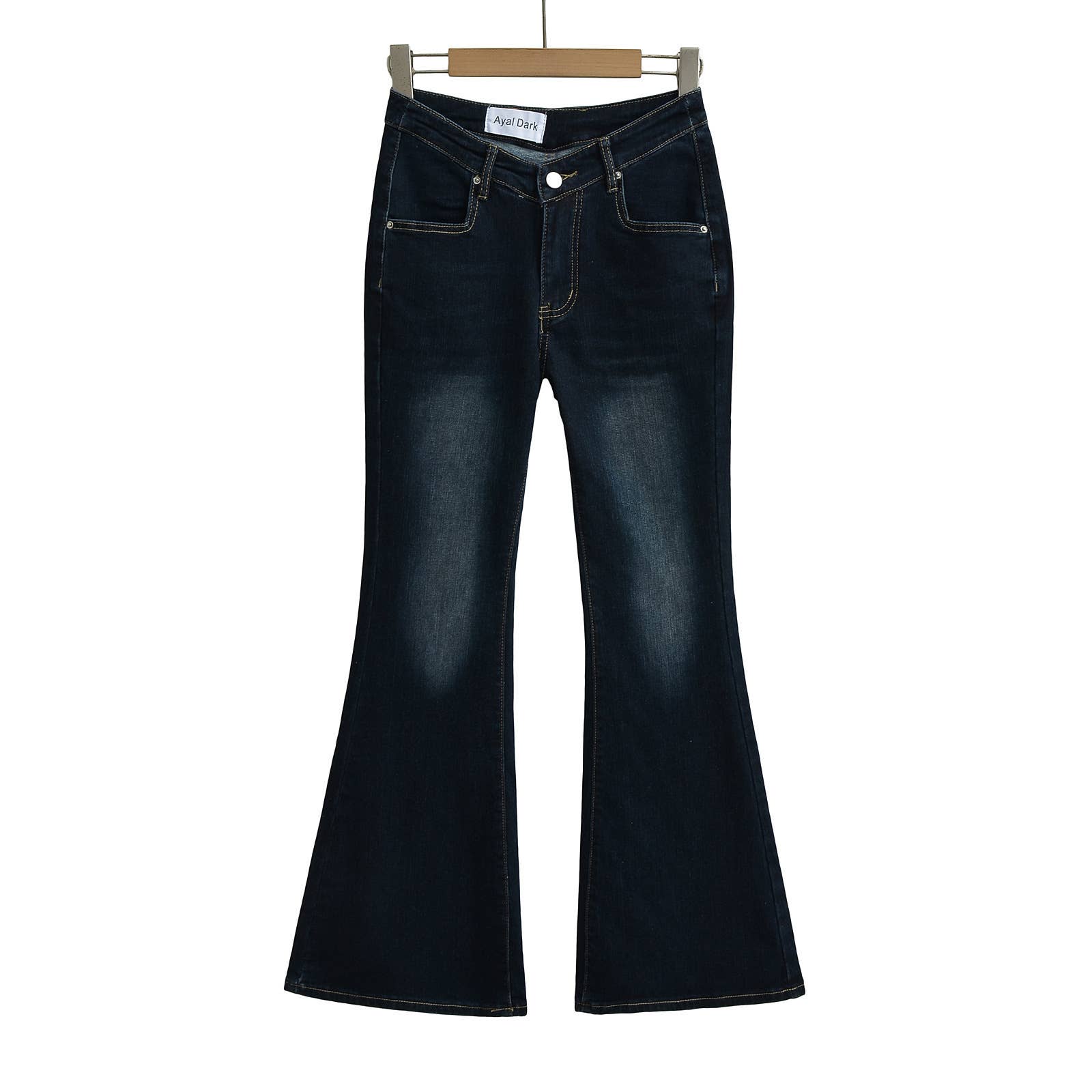 V-Waisted Fleece Slightly Flared Long Jeans