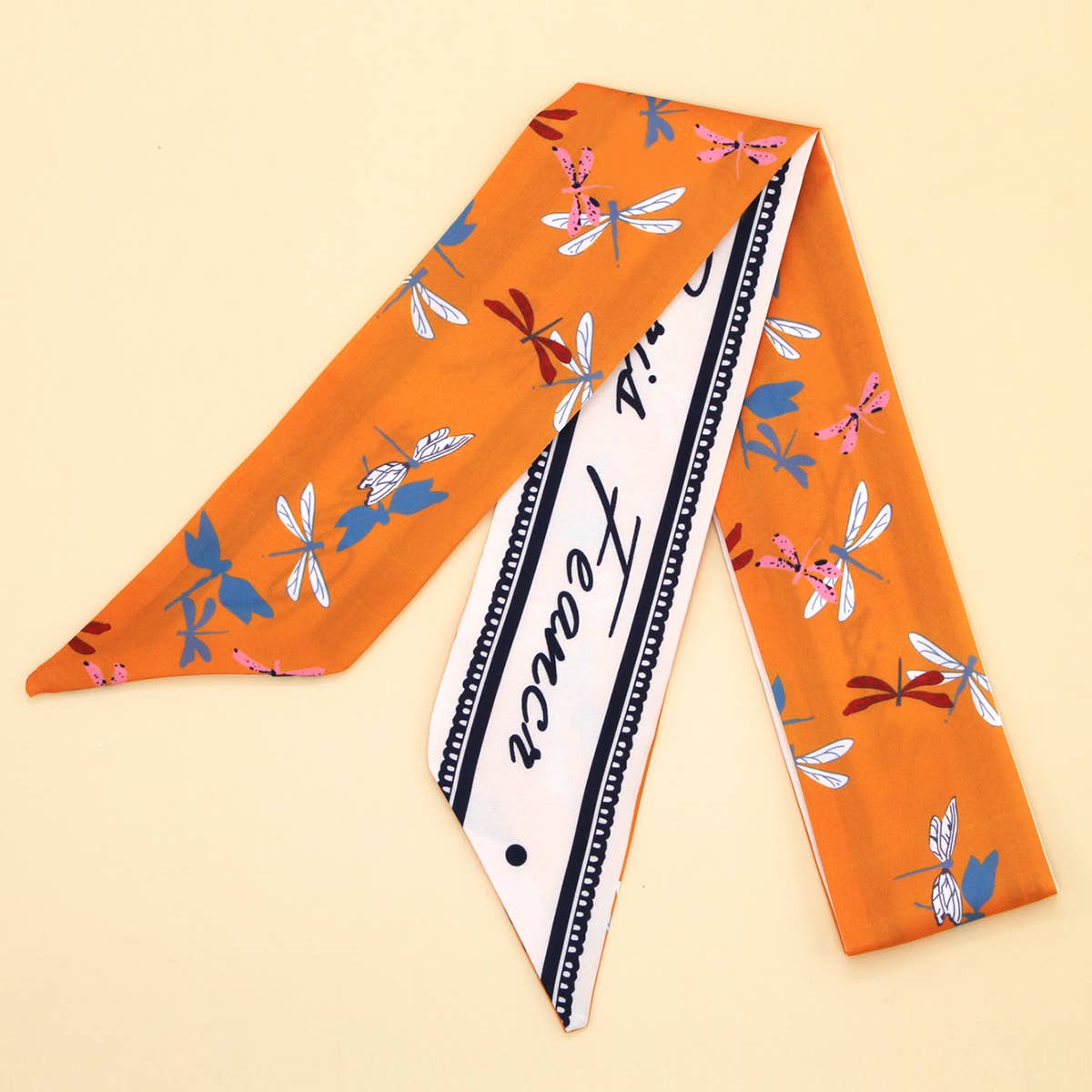 FLORAL LETTER SCARF HAIR TIE RIBBON_CWASC0065