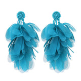 HANDMADE FABRIC TASSEL EARRINGS BOLD STATEMENT_CWMM6156