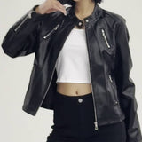 SLIM FIT PU LEATHER JACKET FALL FASHION FOR WOMEN_CWMM9008