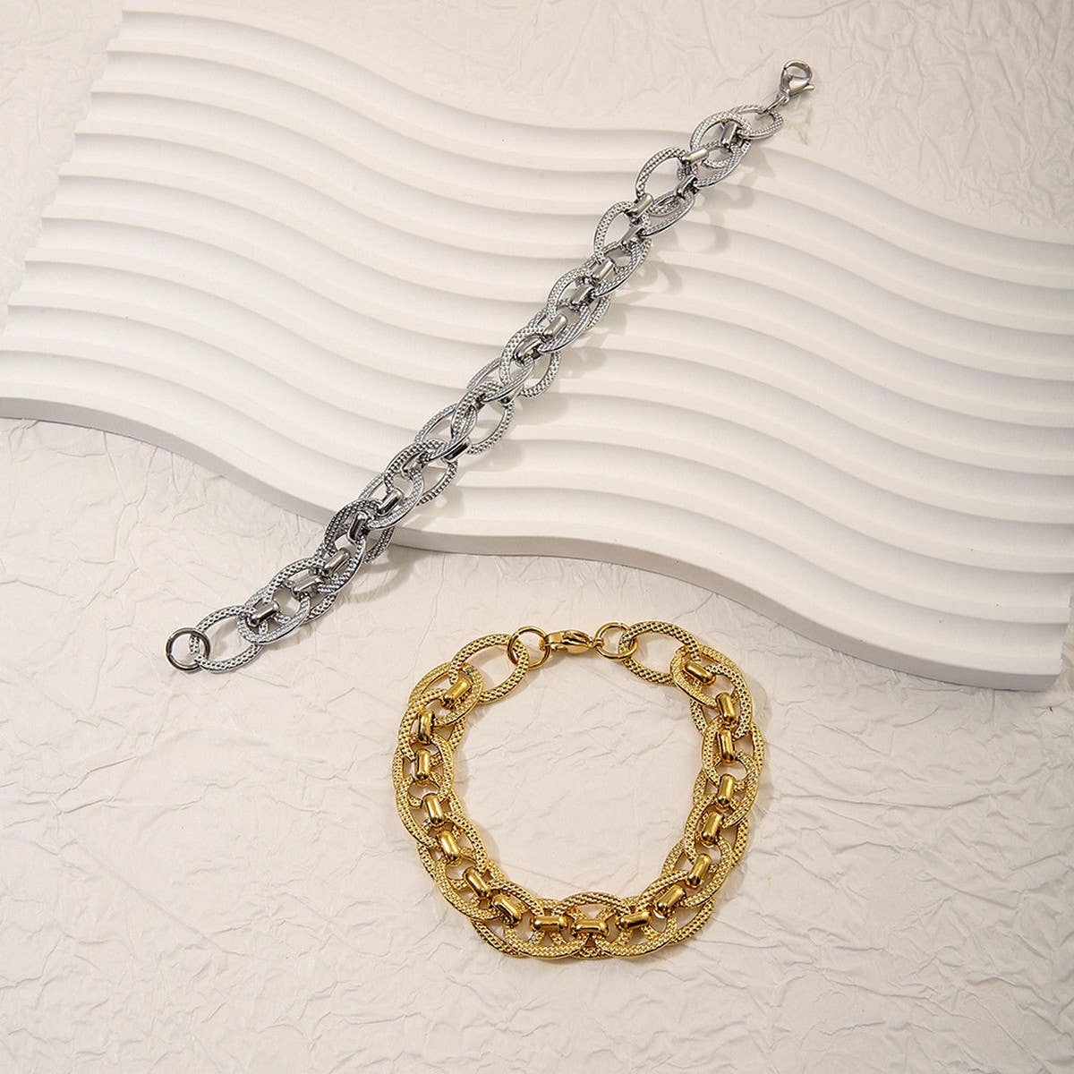 HIP HOP STAINLESS STEEL TWIST ROPE CHAIN BRACELET_CWAJE4603