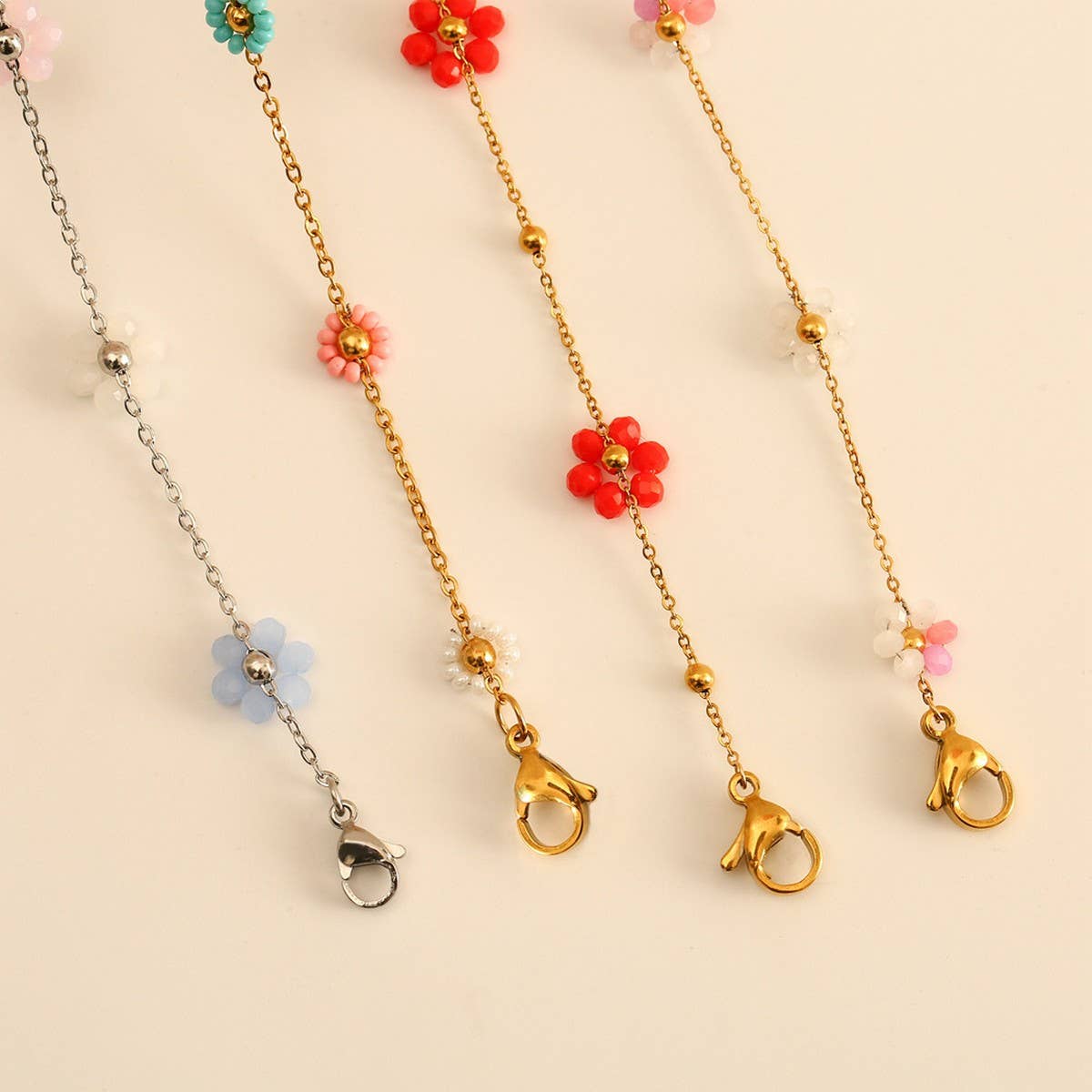 COLORFUL STAINLESS STEEL FLOWER ANKLET_CWAJE4610