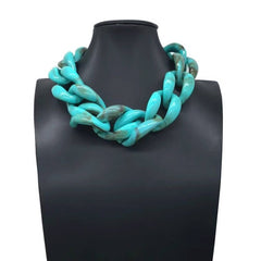ACRYLIC COLORFUL CHAIN LINK NECKLACE EARRINGS SET_CWMM4910