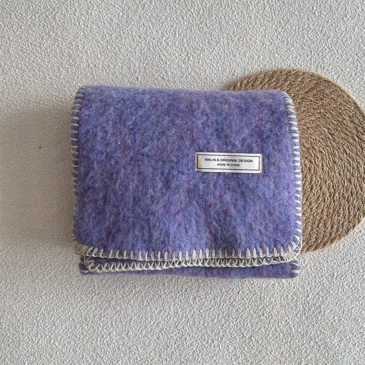 SOLID WOOL BLEND KNIT SCARF COLOR BLOCKED TRIM_CWASC2291