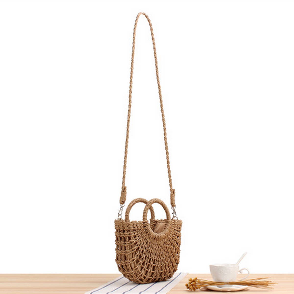 SEMI CIRCLE HOLLOW STRAW BAG_CWAB2098