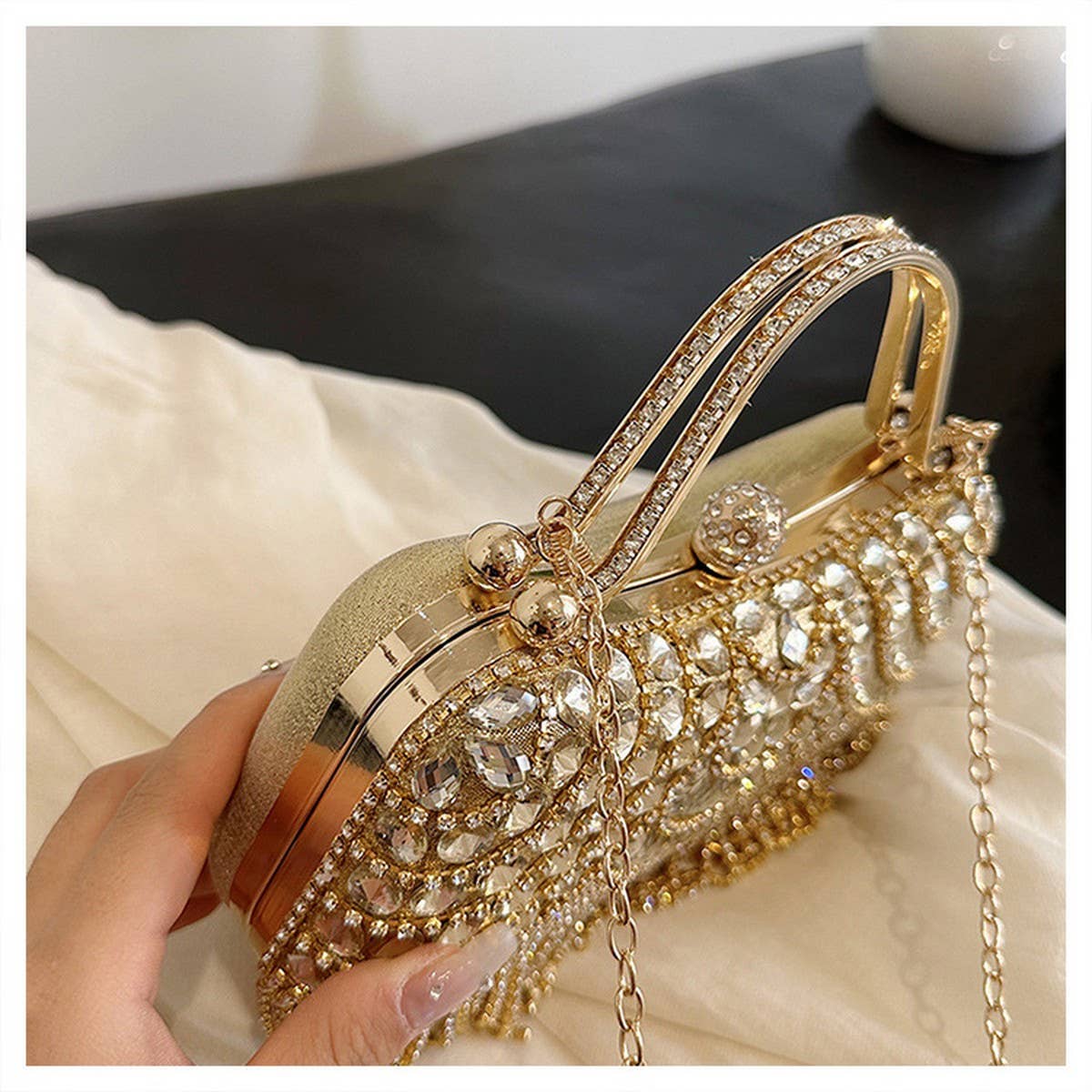 RHINESTONE CLUTCH BAG TASSEL LADY EVENING BAG_CWAB3251
