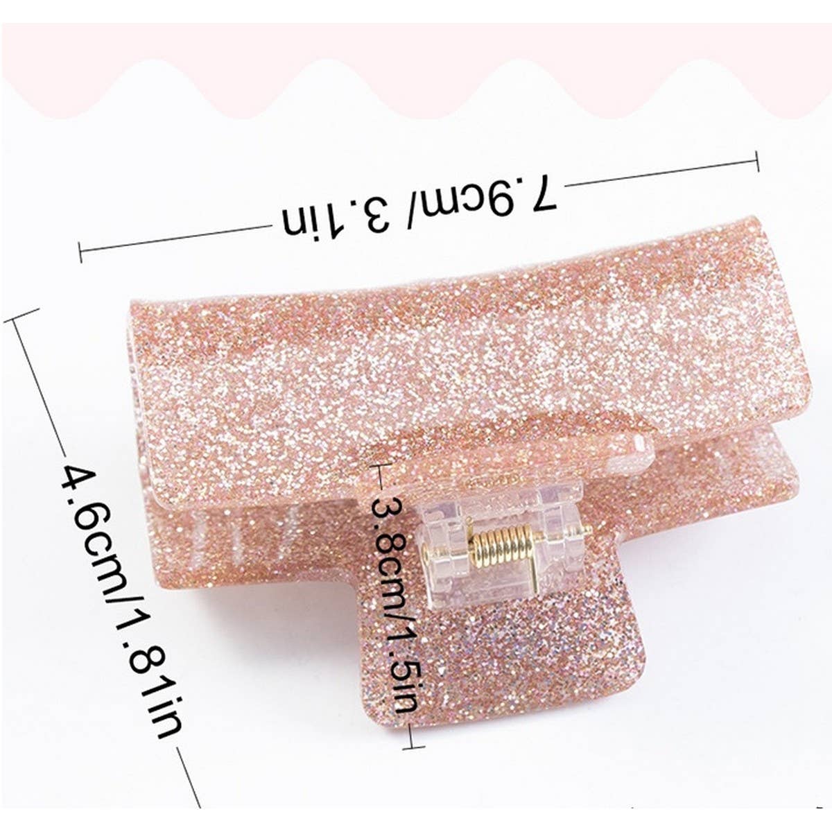 Cwaha1437_Glitter Powder Rectangle Gentle Hair Claw Clip