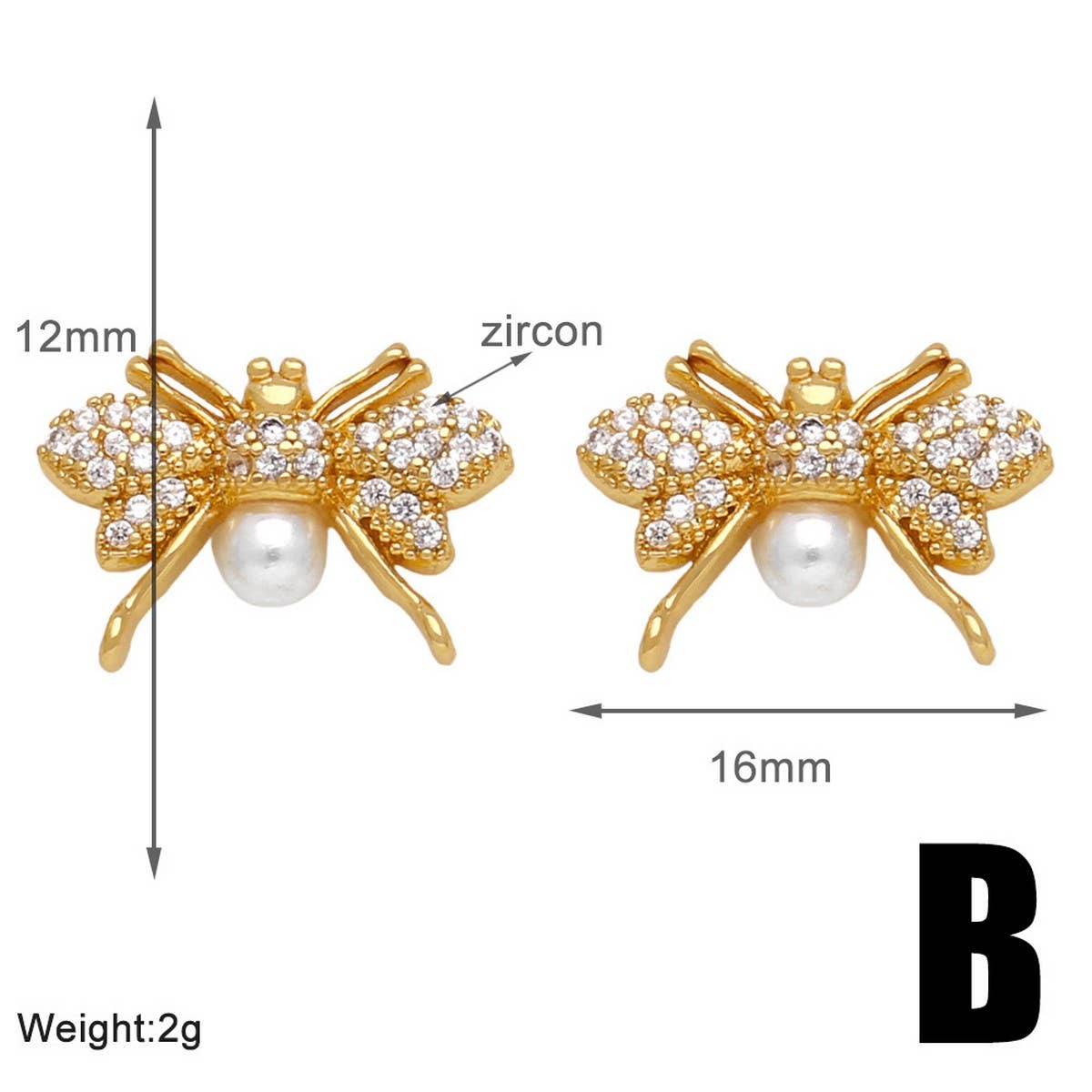 FASHIONABLE ZIRCON INLAID BEE EARRINGS_CWAJE0996