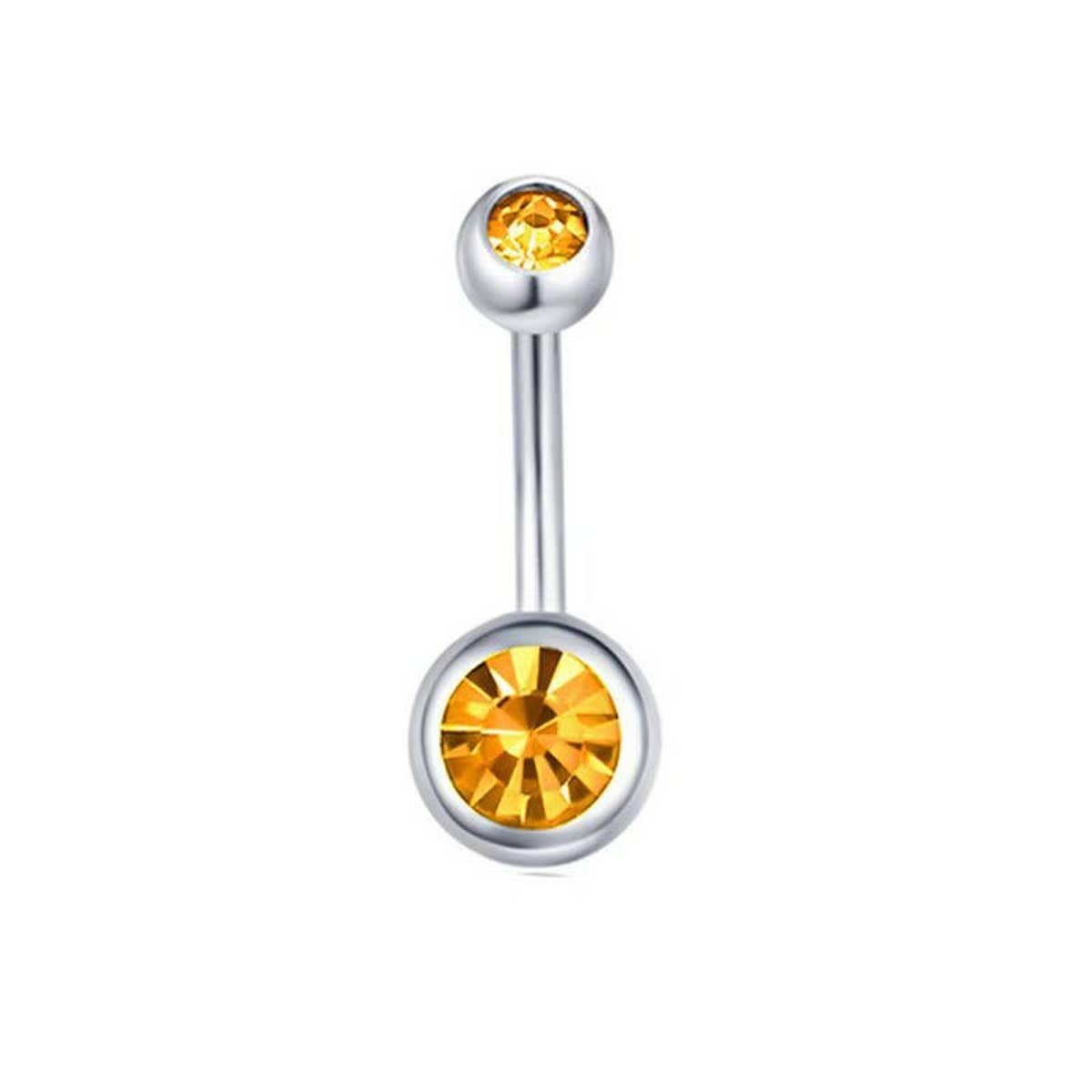 DOUBLE GEM BELLY BUTTON RING STAINLESS STEEL_CWMM9173