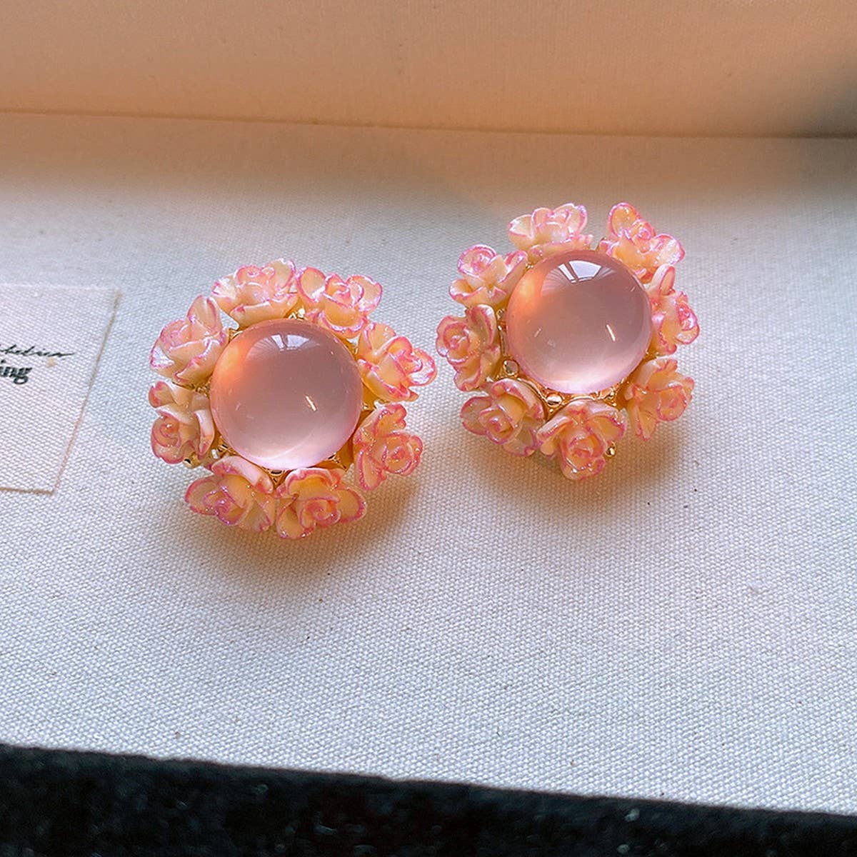 SWEET GIRLY ROUND FLOWER EARRINGS_CWAJE2345