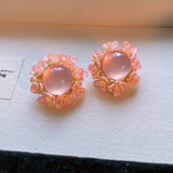 SWEET GIRLY ROUND FLOWER EARRINGS_CWAJE2345