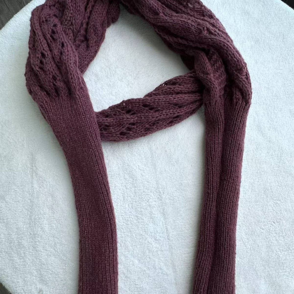 Cwasc1793_Twisted Hollow Long Sleeve Shawl Collar Scarf