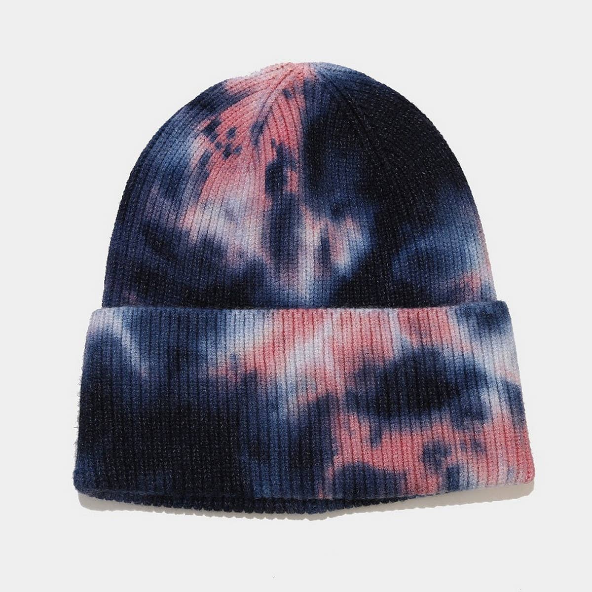 OUTDOOR WARM CURLED EDGE TIE DYE KNITTED HAT_CWAH1593