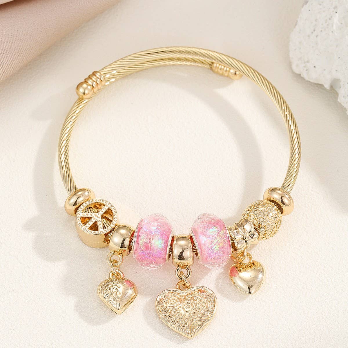 Trendy Beaded Bracelet With Bear Swan Heart_Cwmm8500