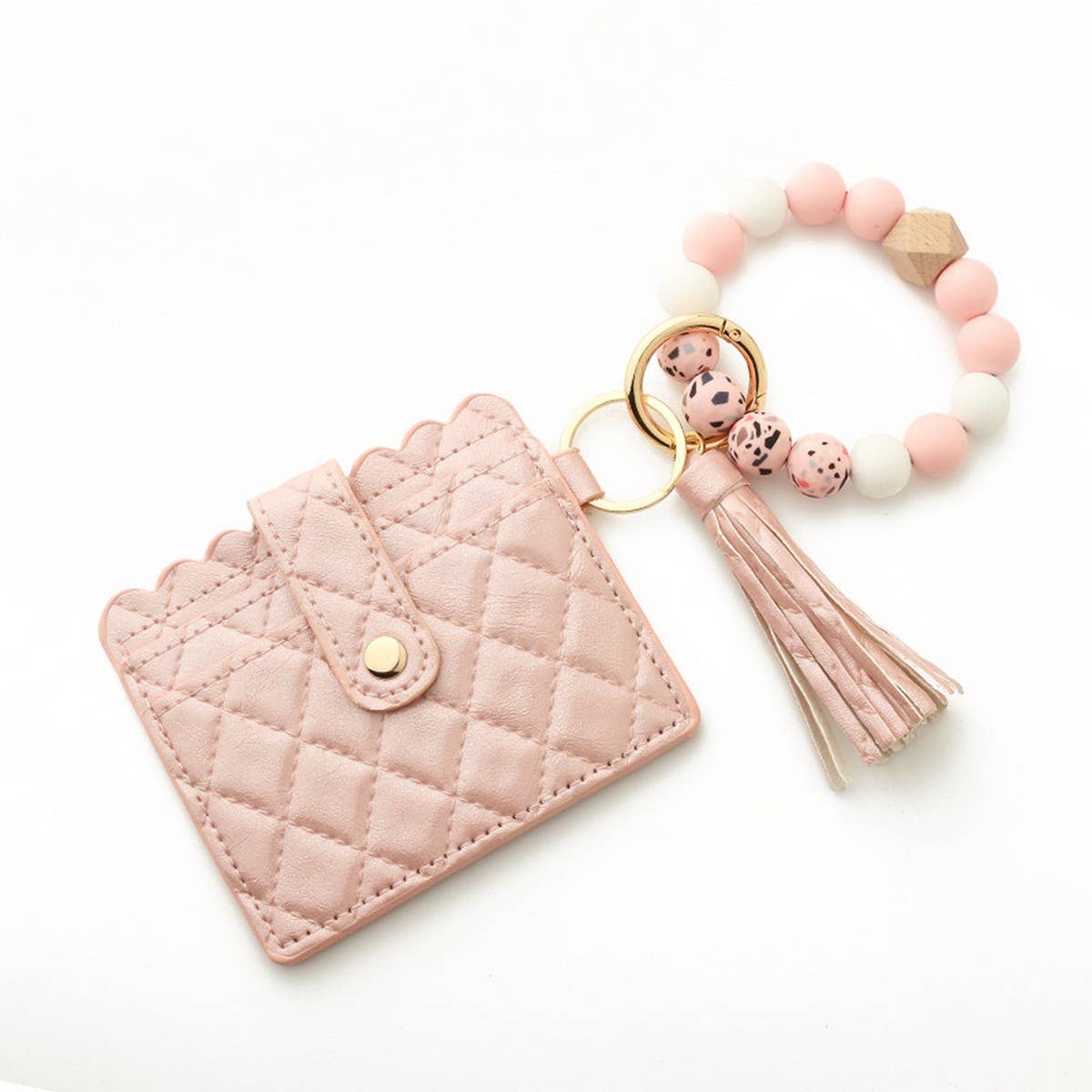 SILICONE BEAD TASSEL BRACELET KEYCHAIN CARD BAG_CWAJE0665