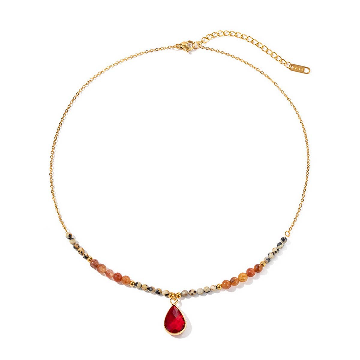 RED PENDANT ELEGANT AND LUXURIOUS CLAVICLE CHAIN_CWAJE1424