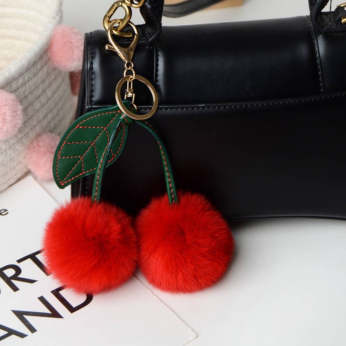 Cwmm10406_Cherry Keychain Cute Bag Charm Pendant