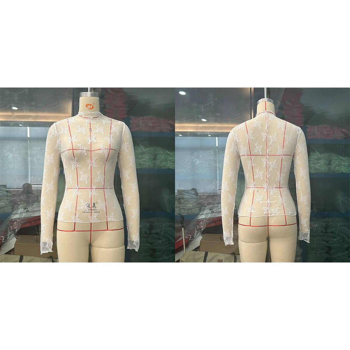 SEMI SHEER MESH LACE TOP BOTTOMING SHIRT_CWTBLL2660