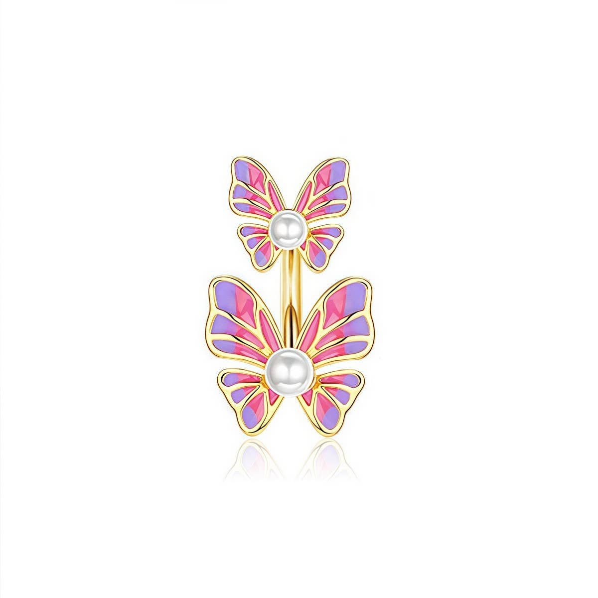 RESIN GLITTER BUTTERFLY BELLY BUTTON RING_CWMM9450