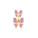 RESIN GLITTER BUTTERFLY BELLY BUTTON RING_CWMM9450