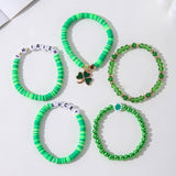 ST PATRICKS DAY GREEN SHAMROCK CHARM BRACELET SET_CWMM3496