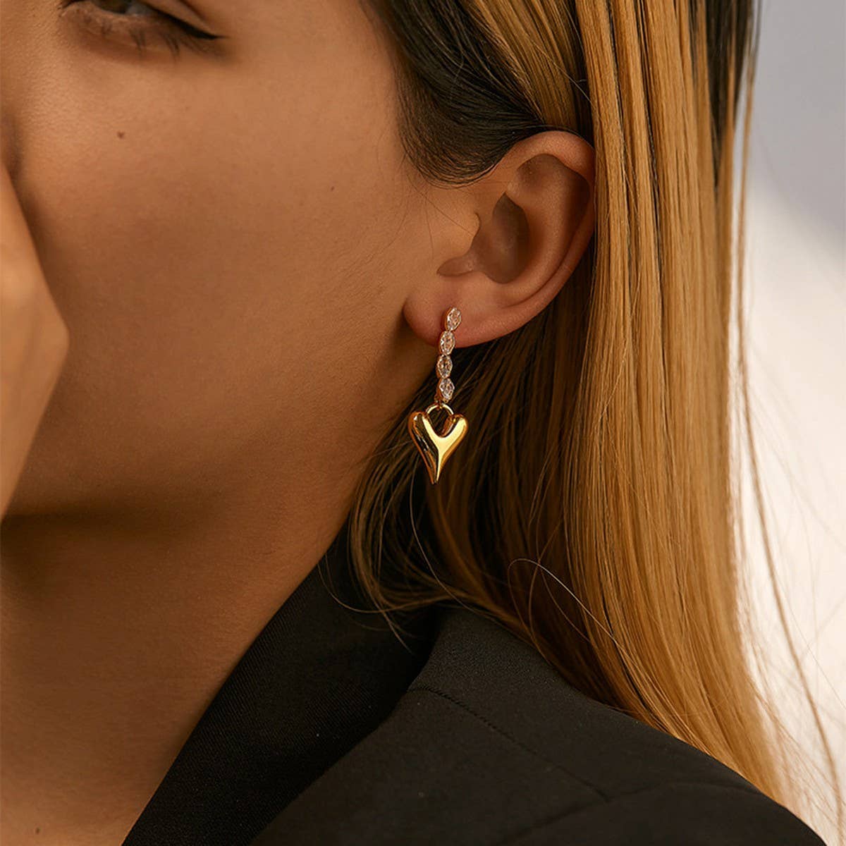 Valentines Day High-End Heart Pendant Earrings