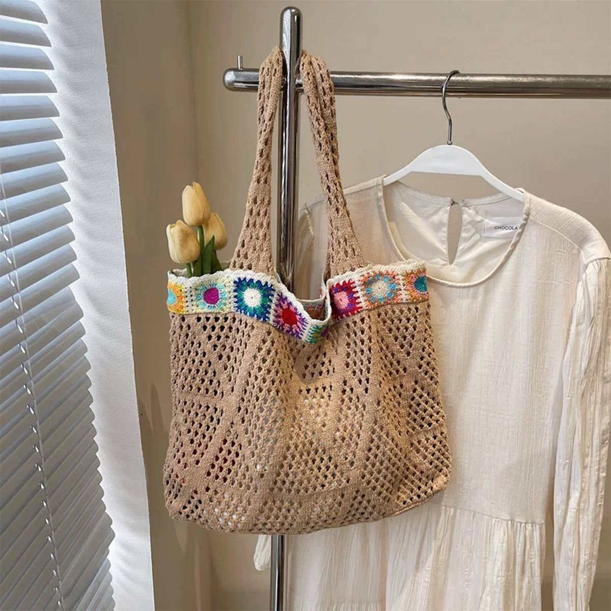 Cwab5057_Large Capacity Woven Shoulder Underarm Bag