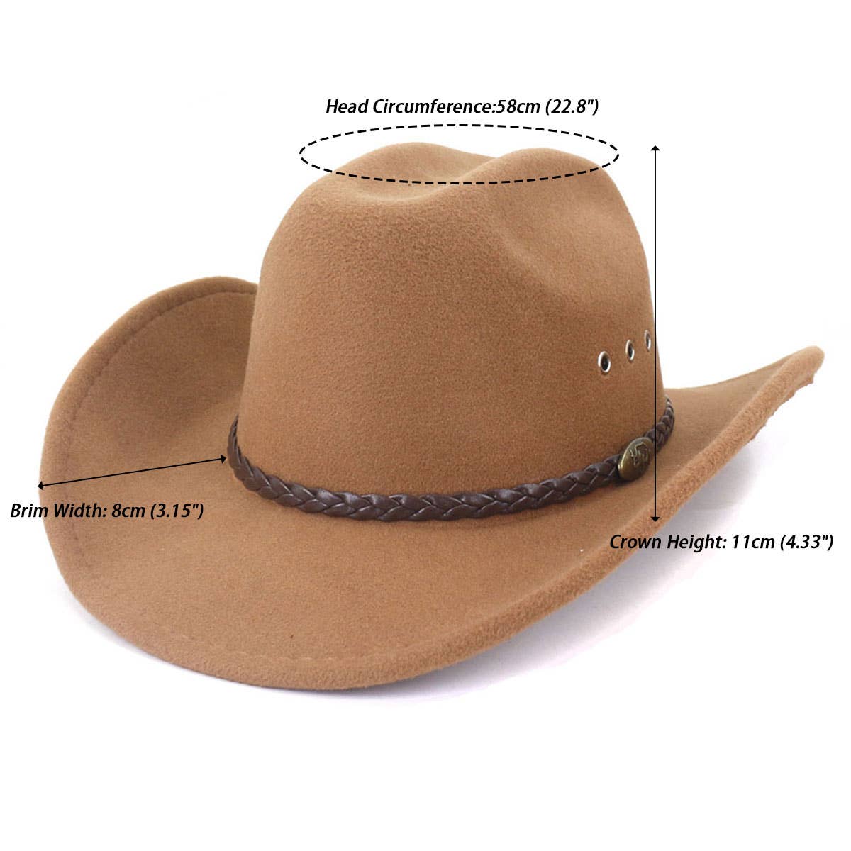 Western Cowboy Wool Felt Hat Wide Brim Jazz Hat_Cwah0677