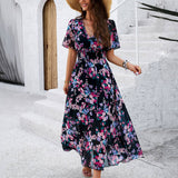 Temperament Print Waist Dress