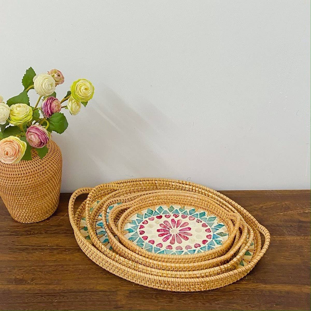 RATTAN DESKTOP LIGHT LUXURY SHELL TRAY STORAGE TRAY_CWMM4538