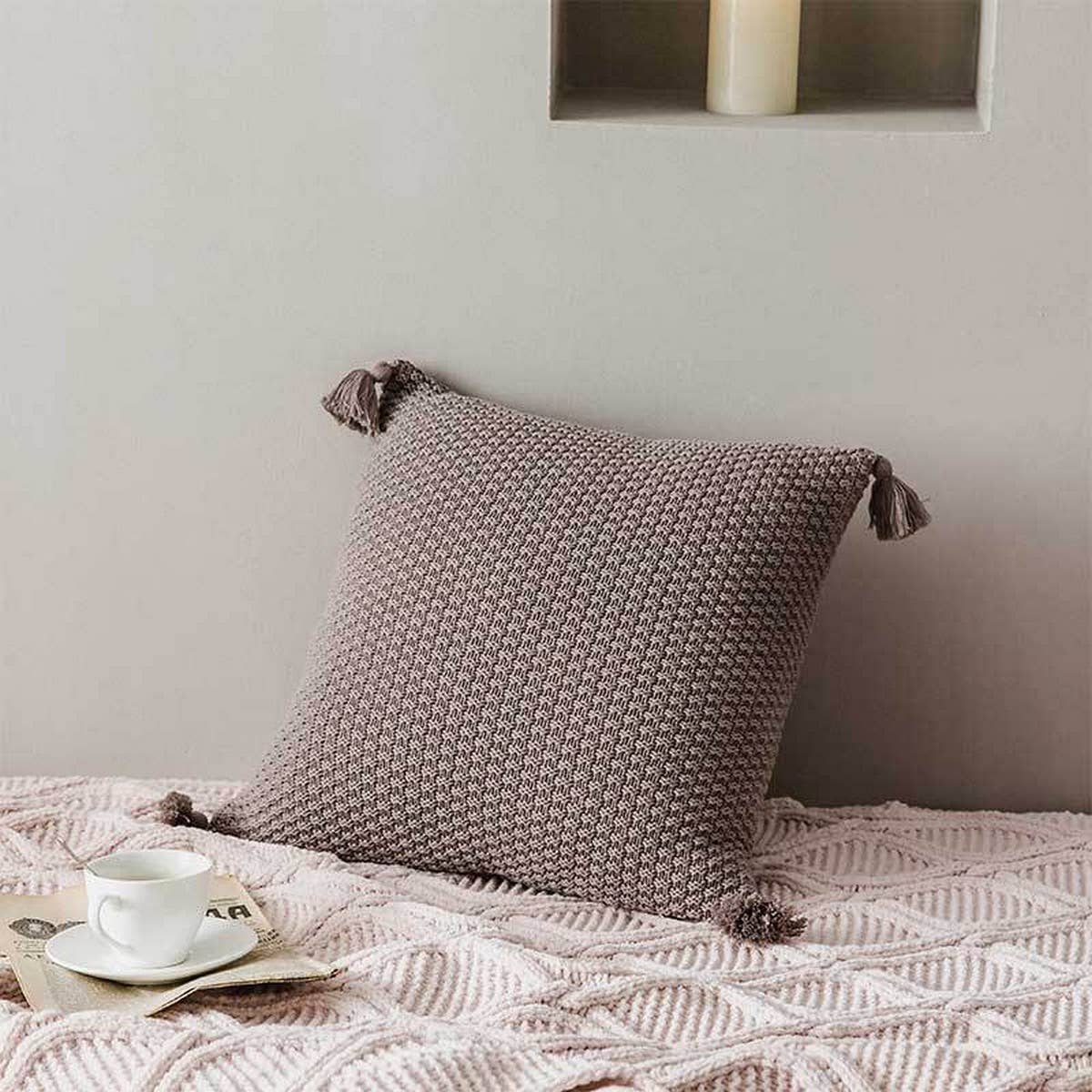 SIMPLE HANDMADE FOUR CORNER TASSEL THROW PILLOW_CWMM2382