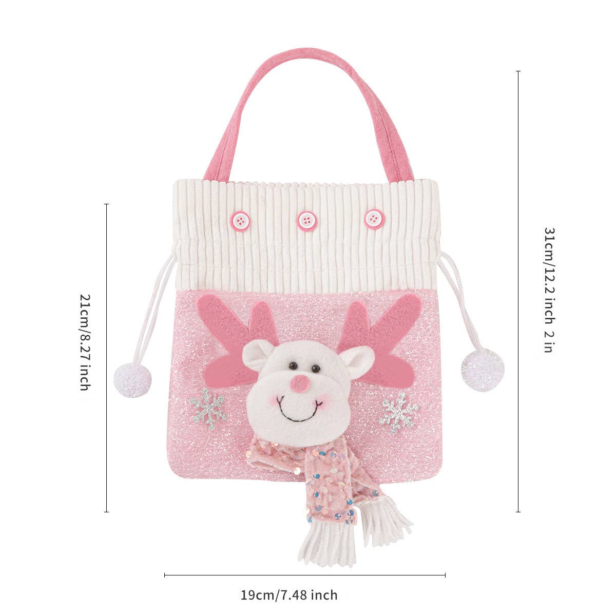 Cwmm9352_New Christmas Pink Plush Christmas Gift Bag