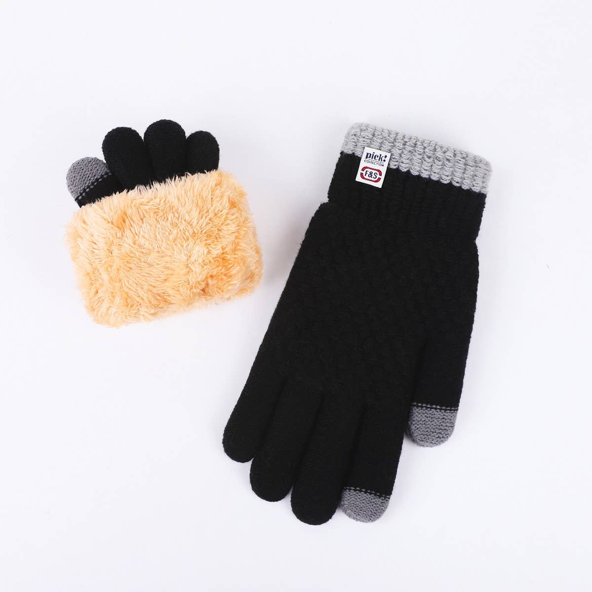 DOUBLE LAYER KNITTED TOUCHSCREEN FLEECE GLOVES_CWAG0235