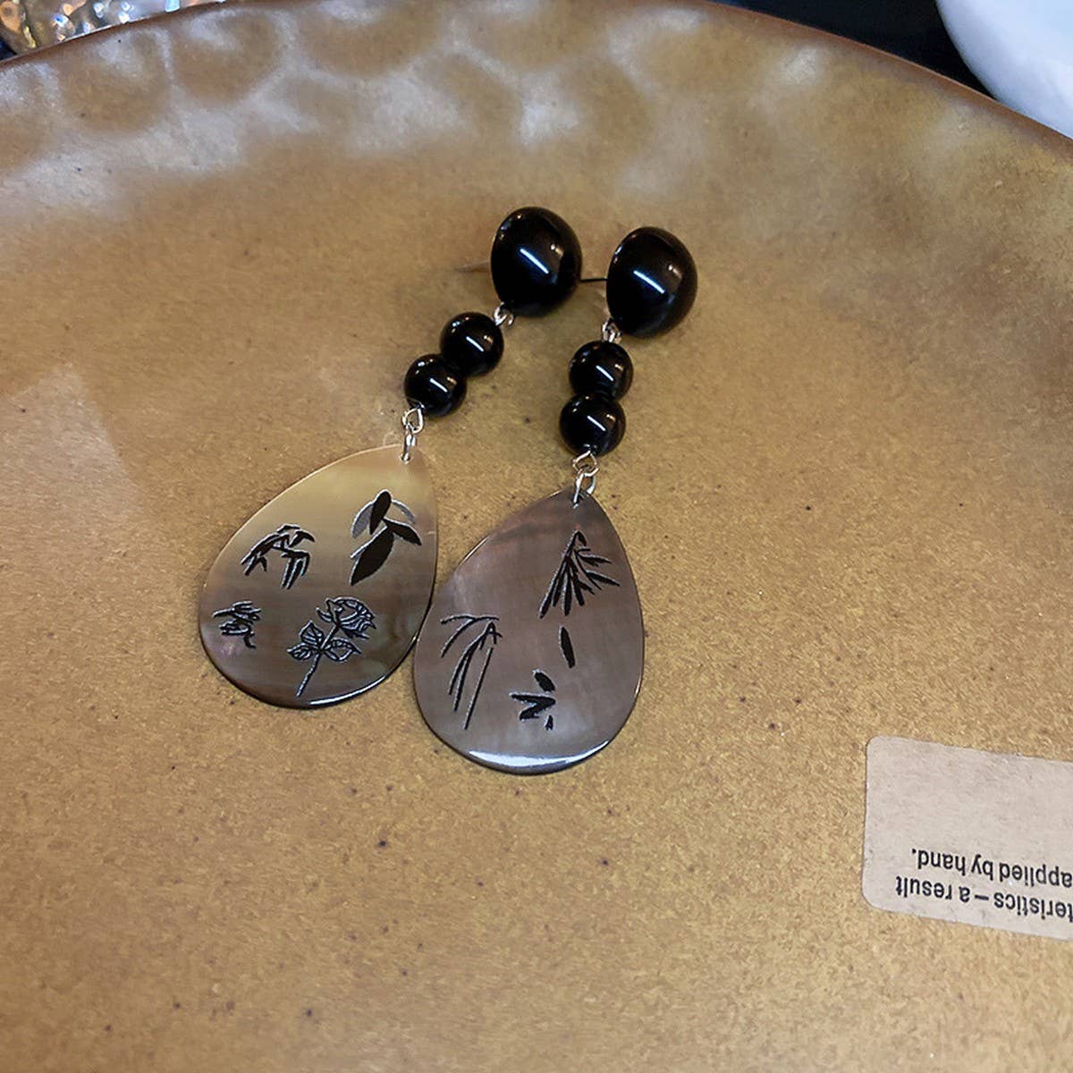 SILVER NEEDLE DROPS OIL LEAVES WATER DROPS EARRINGS_CWAJE205