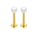 STAINLESS STEEL PEARL LIP BAR PIERCING JEWELRY_CWMM9588